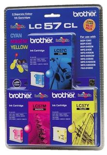 Brother LC57CL3PK CMY Colour Ink Cartridges (Triple Pack)