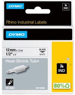 DYMO RHINO INDUSTRIAL HEATSHRINK TUBE 12mm x 1.5m WHITE - 18055