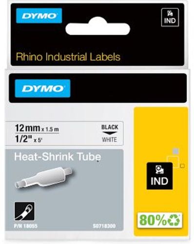 DYMO RHINO INDUSTRIAL HEATSHRINK TUBE 12mm x 1.5m WHITE - 18055