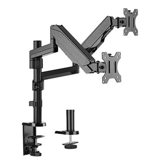 Brateck 17-32" Dual Monitor Gas Spring Stand with Clamp/Grommet Base