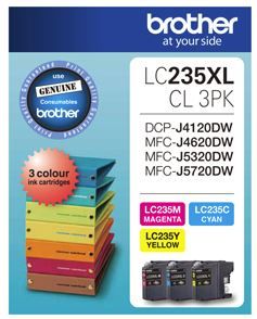 Brother LC235XLCL3PK CMY Colour High Yield Ink Cartridge (Triple Pack)