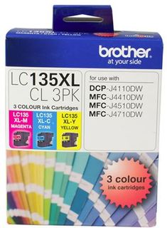 Brother LC135XLCL3PK CMY Colour High Yield Ink Cartridge (Triple Pack)