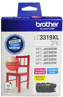 Brother LC3319XL3PK 3 pack CMY High Yield Ink Cartridges