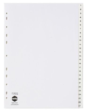 A4 POLYPROPYLENE NUMERICAL IN