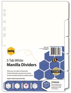 A4 MANILLA WHITE DIVIDERS 5TAB