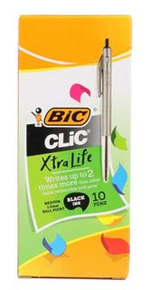 BIC CLIC BALLPOINT PEN (BLACK) BOX 10