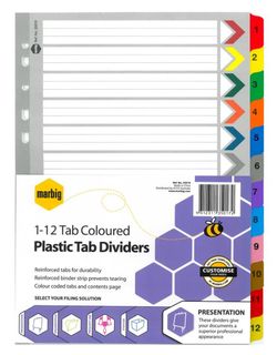 A4 COLOURED PLASTIC DIVIDERS,