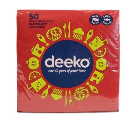 Red Serviettes 2ply 50 pkt