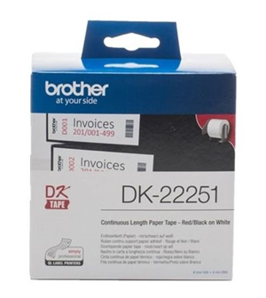 Brother DK22251 Continuous Length Paper Label Tape Red and Black - 62mm x 15.24m