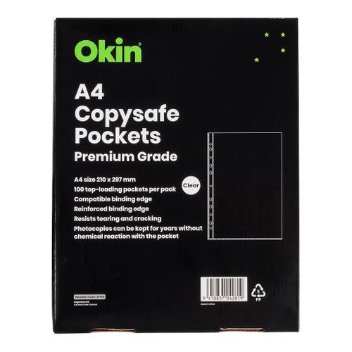 Okin Copysafe Pockets A4 50micr, Pack of 100
