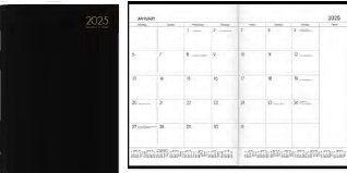 2025 Collins A4 Premium Monthly Planners PVC Cover Black