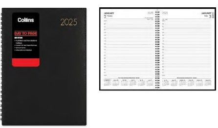 2025 Collins Boston A41 Diary, Day to View, Black