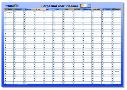 Perpetual Wall Planner Unframed - Large 700 x 1000mm Laminated