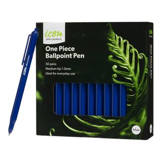 Icon One Piece Ballpoint Pen, Box 50 (blue)