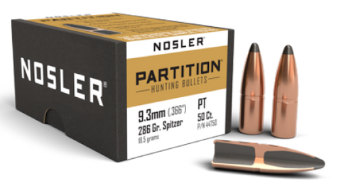 NOSLER 9.3mm 286gr (18.5 gram) SP Partition (50 ct.)