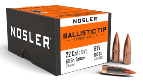 NOSLER 22 Cal 60gr Ballistic Tip Cann .495 (100 ct.)