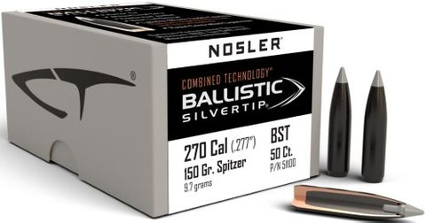 NOSLER 270 Cal 150gr Ballistic Silvertip (50 ct.)