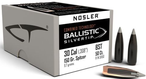 NOSLER 30 Cal 150gr Ballistic Silvertip (50 ct.)