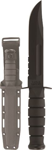 KA-BAR 1214 FULL SIZE BLACK KA-BAR, Serrated Edge, Hard Plastic Sheath