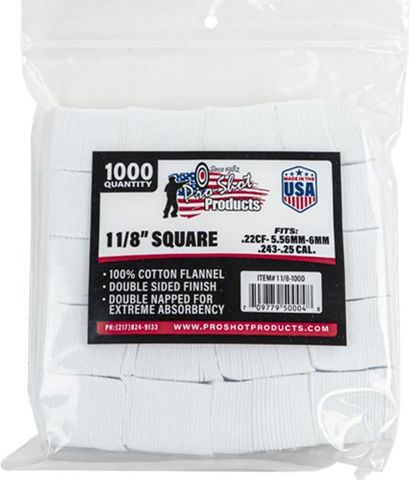 PROSHOT .22-.270 CAL. 11/8" SQ. 1000CT. PATCHES