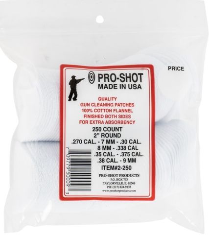 PROSHOT .270-.38 CAL. 2" RD. 250CT. PATCHES