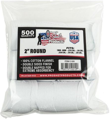 PROSHOT .270-.38 CAL. 2" RD. 500CT. PATCHES