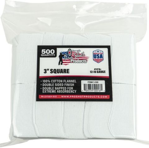 PROSHOT 12-16 GAUGE 3in SQ. 500CT. PATCHES