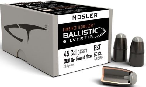 NOSLER 45-70 Govt. 300gr Cann .458 Ballistic Silvertip RN C445 (50)