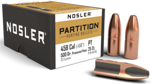 NOSLER 458 Cal 500gr PPT  Partition (25 ct.)