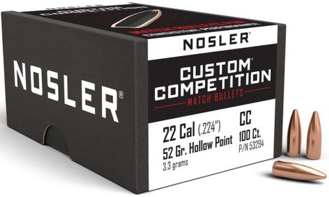 NOSLER 22 Cal 52gr HPBT Custom Comp (100)