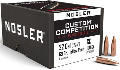 NOSLER 22 Cal 69gr Custom Comp HPBT (100)