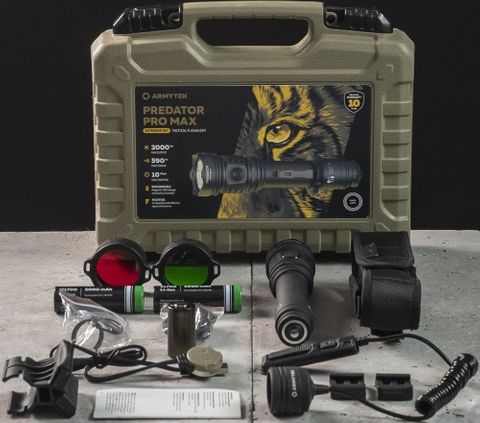 Armytek Predator Pro Max Extended Set Incl: 2 batteries, mount, filters & remote switch