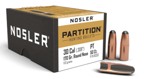 Nosler 30 cal 170 gr RN Partition (50)