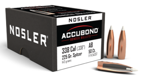 Nosler 338 cal 225 gr Accubond ( 50 )