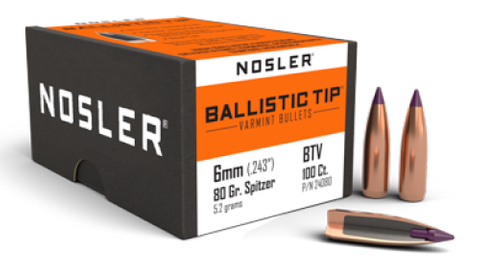 Nosler 6mm 80 gr Ballistic Tip ( 100 )