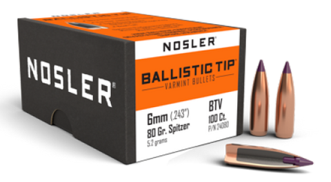 NOSLER 6mm 80gr Ballistic Tip (100)