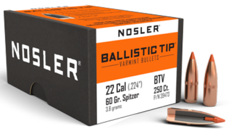 Nosler 22 cal 60 gr Ballistic Tip cannelured .495 ( 250 )