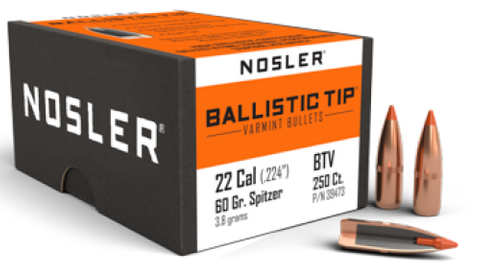 NOSLER 22 Cal 60gr Ballistic Tip Cannelured .495 (250)