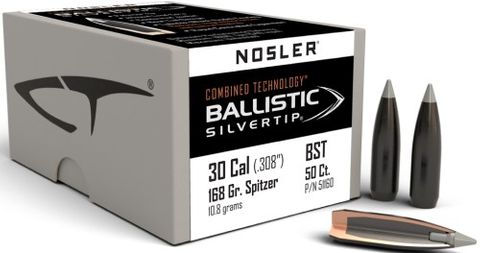 NOSLER 30 Cal 168gr Ballistic Silvertip (50)