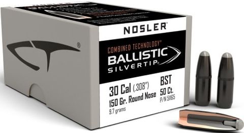 NOSLER 30 Cal 150gr Cannelured .460 (30-30 Win) Ballistic Silvertip (50)