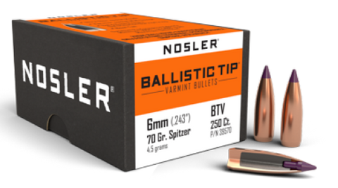 Nosler 6mm 70 gr Ballistic Tip ( 250 )