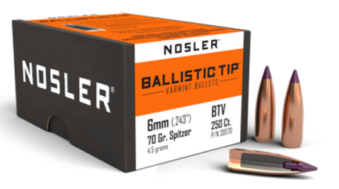 NOSLER 6mm 70gr Ballistic Tip (250)