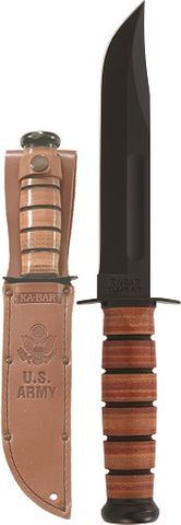 KA-BAR 1220 US ARMY FIGHTING/UTILITY, Straight Edge, Leather Sheath