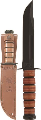 KA-BAR 1225 USN FIGHTING/UTILITY, Straight Edge, Leather Sheath