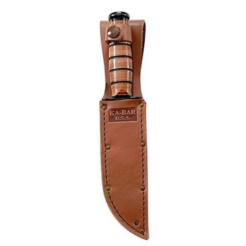 KA-BAR 1251S SINGLE MARK SHORT FIGHTING, Straight Edge, Leather Sheath