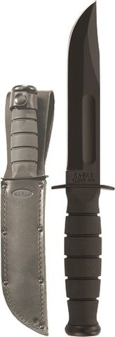 KA-BAR 1256 SHORT KA-BAR, Straight Edge, Black Leather Sheath