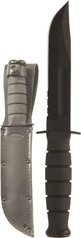 KA-BAR 1257 SHORT KA-BAR, Serrated Edge, Black Leather Sheath