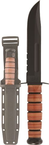 KA-BAR 5019 FIGHTING/UTILITY KNIFE, ARMY, Serrated Edge, Hard Plastic Sheath