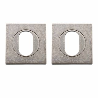 OVAL CYLINDER ESCUTCHEONS DISTRESSED NICKEL