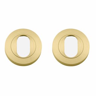 OVAL CYLINDER ESCUTCHEONS BRUSHED GOLD